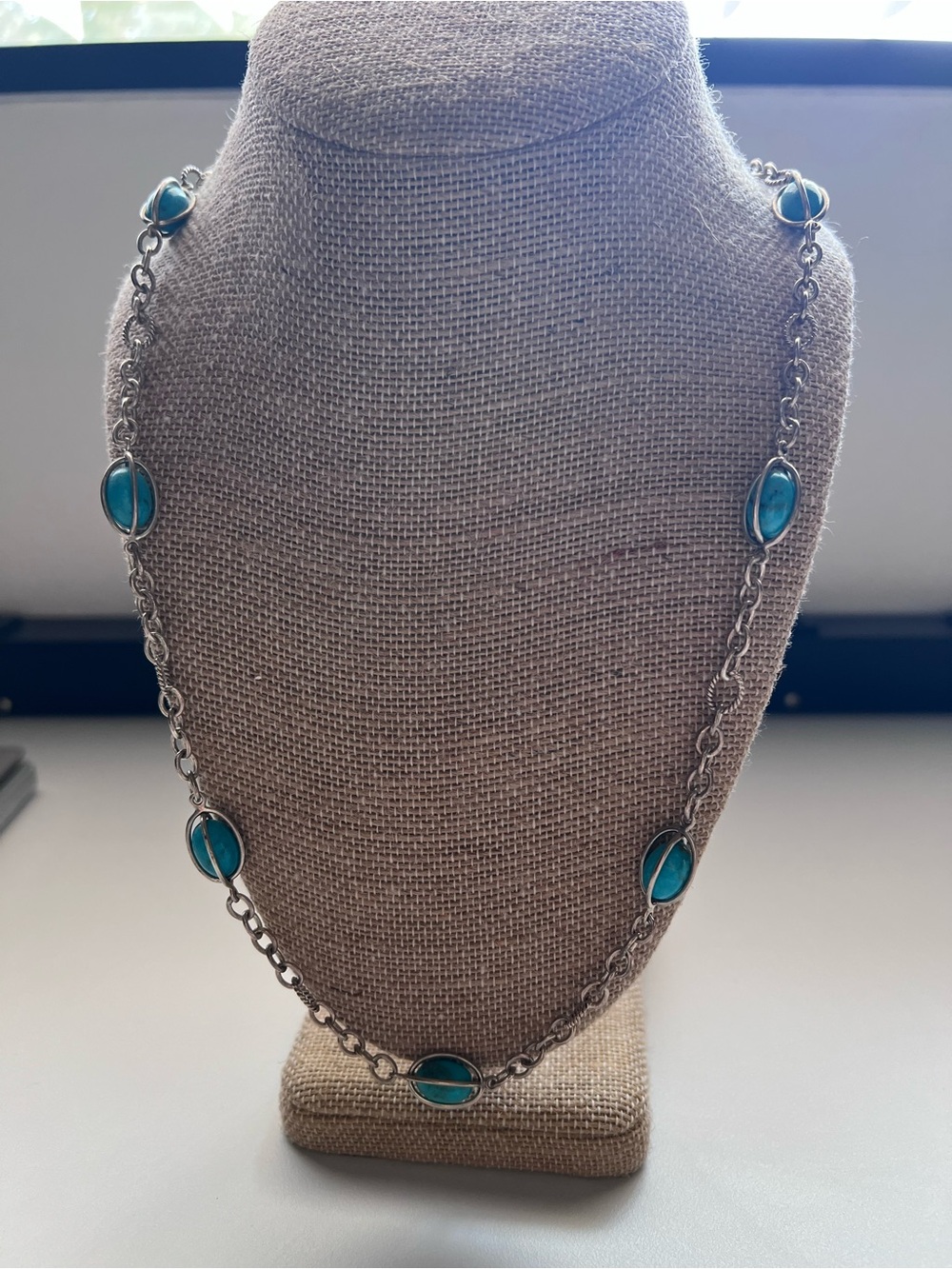 Whitney Kelly WK Sterling Turquoise 24” Station Necklace